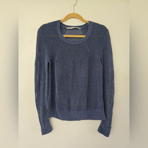 Athleta Size Small Navy Blue Mesh Pullover Sweater Crewneck - Picture 1 of 10